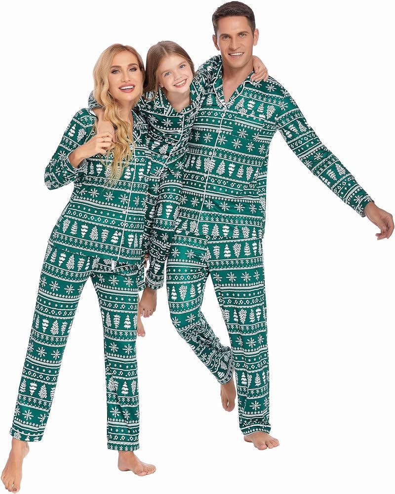 Ekouaer Christmas Family Matching Pajamas Long Sleeve Couple Pj Set Festival Party Sleepwear with Bu | Amazon (US)