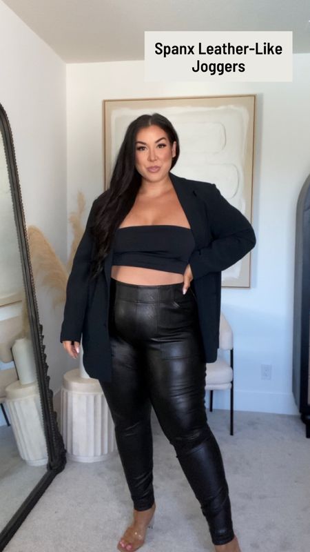 These faux leather joggers are the perfect pant for happy hour 😍 Comfy enough to be worn to work but sassy enough to take out on the town. Style with a crop and blazer for the perfect work-to-weekend look! Leather Pants | Faux Leather Leggings | Leather Joggers | Midsize Fashion | Fall Pants

#LTKcurves #LTKworkwear #LTKstyletip