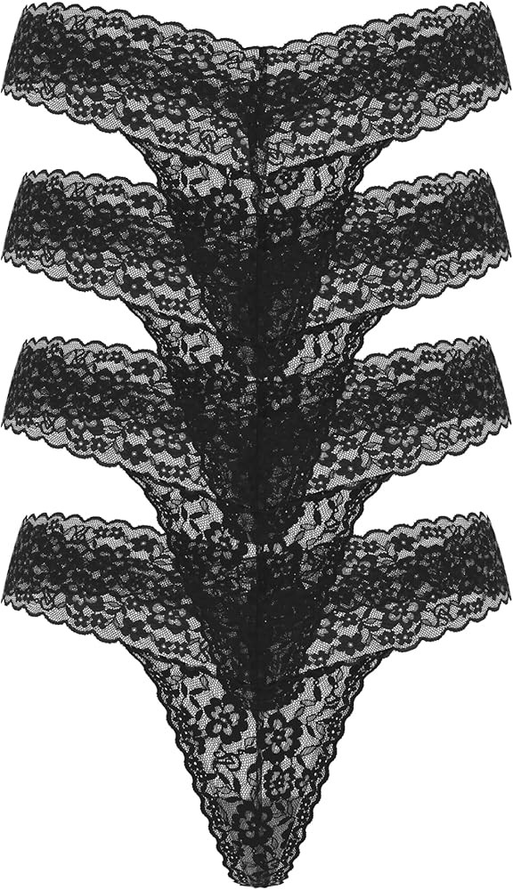 Victoria's Secret Women's Lace Thong Underwear, Panties for Women, Multi Pack | Amazon (US)