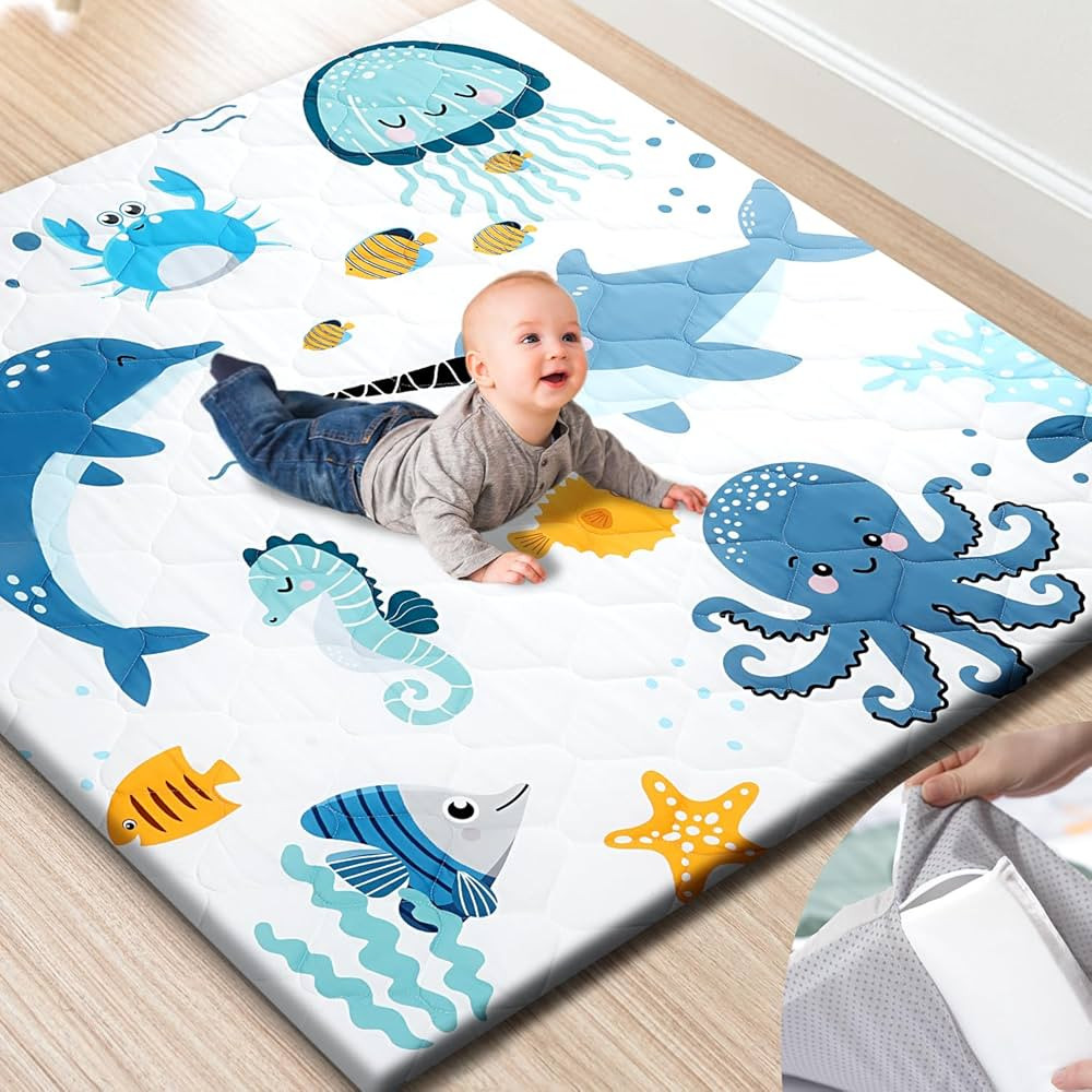 Premium Foam Baby Play Mat 50x50 – Removable & Machine Washable Cover, Extra Thick Padding Play... | Amazon (US)