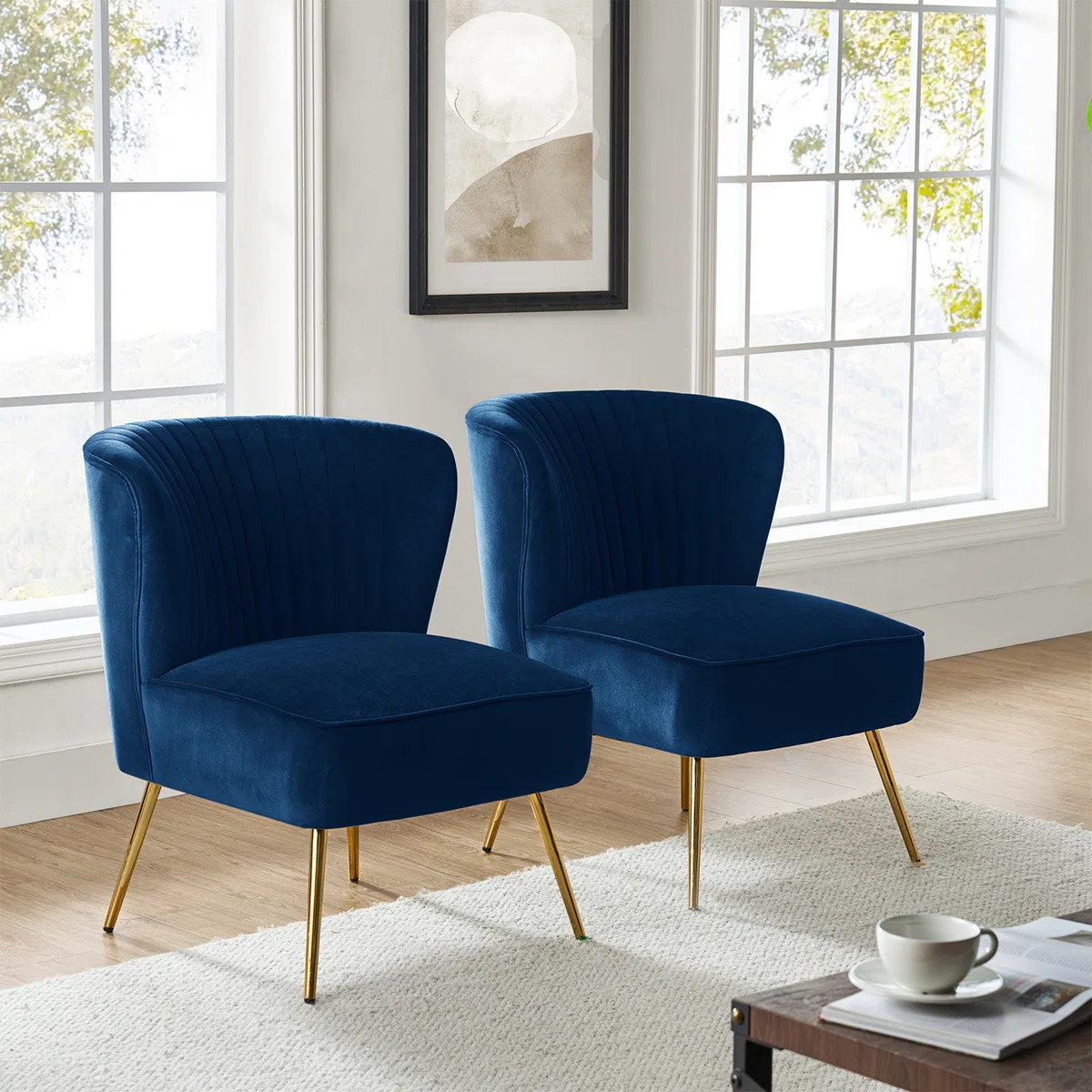 Euclid 26" Wide Tufted Velvet Accent Side Chair (Set of 2) | Wayfair North America