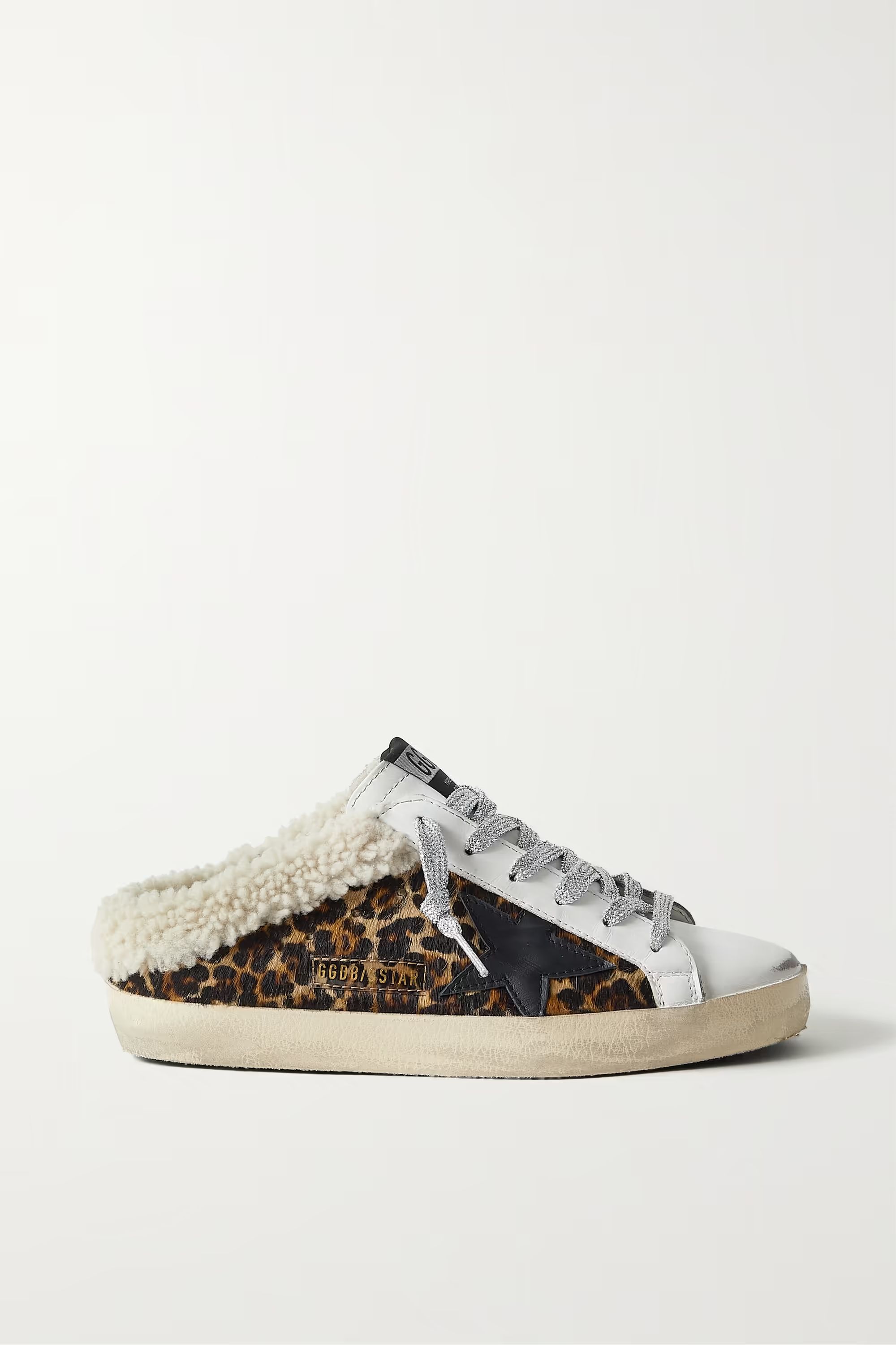 Superstar Sabot shearling-lined distressed leopard-print calf hair and leather slip-on sneakers | NET-A-PORTER (US)