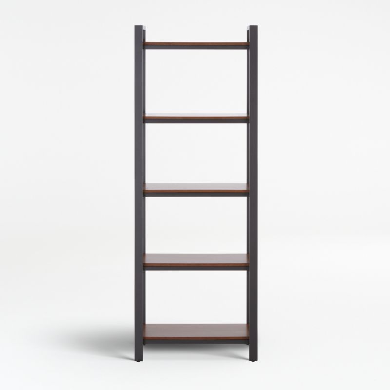 Pilsen Graphite Bookcase with Walnut Shelves + Reviews | Crate & Barrel | Crate & Barrel