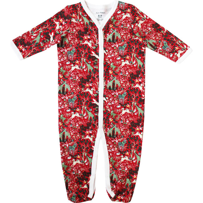Red Infant Footie Pajamas, Holly Jolly Jungle | Maisonette