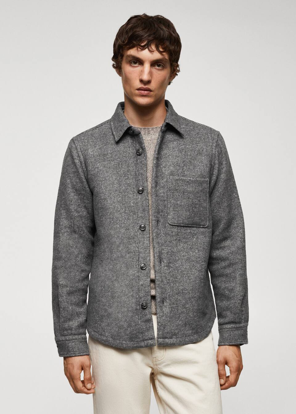 Wool overshirt with pocket -  Men | Mango Man USA | MANGO (US)