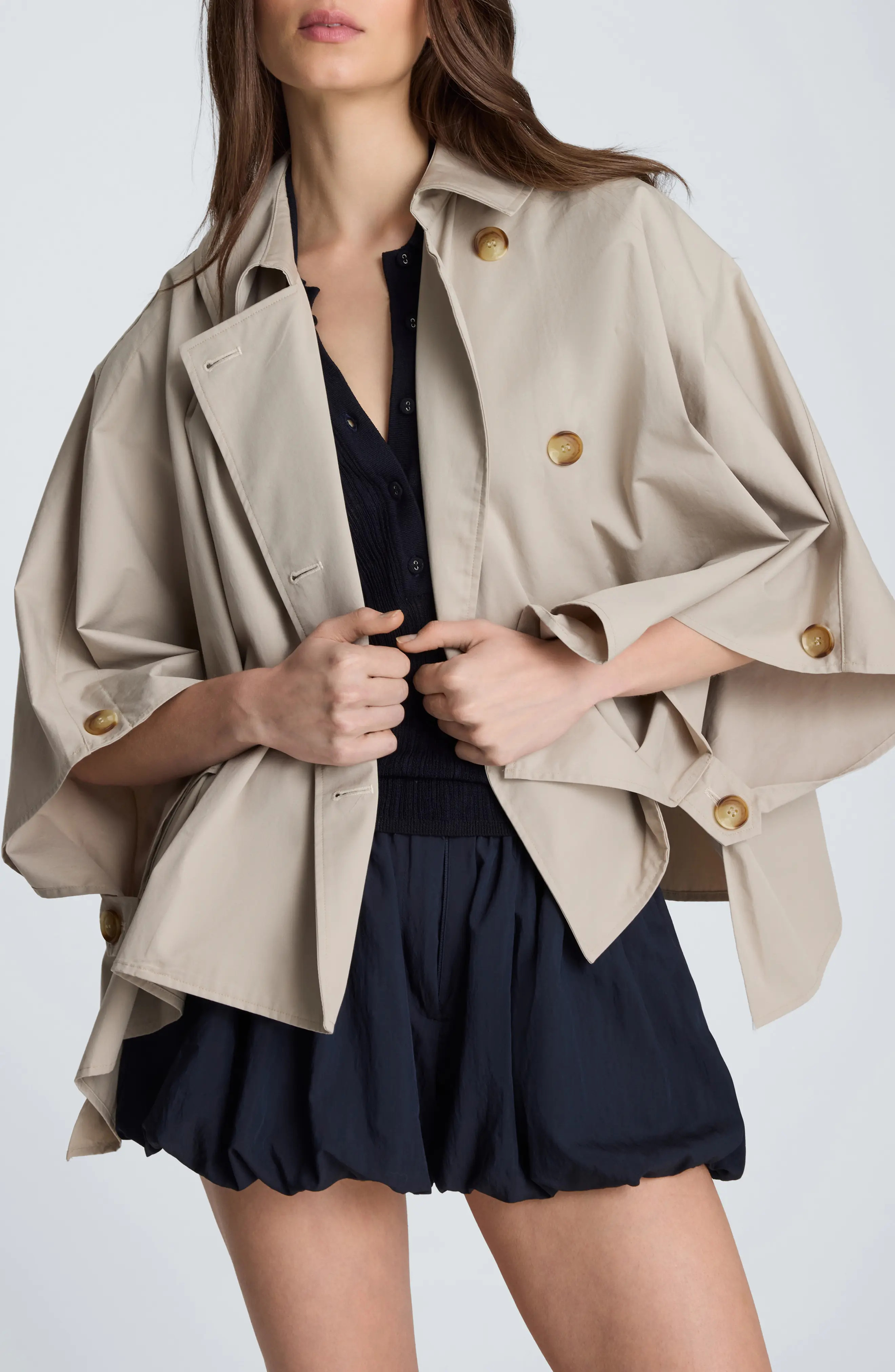 Kenneth Cole Notch Collar Trench Cape in Safari Tan at Nordstrom Rack, Size Large | Nordstrom Rack