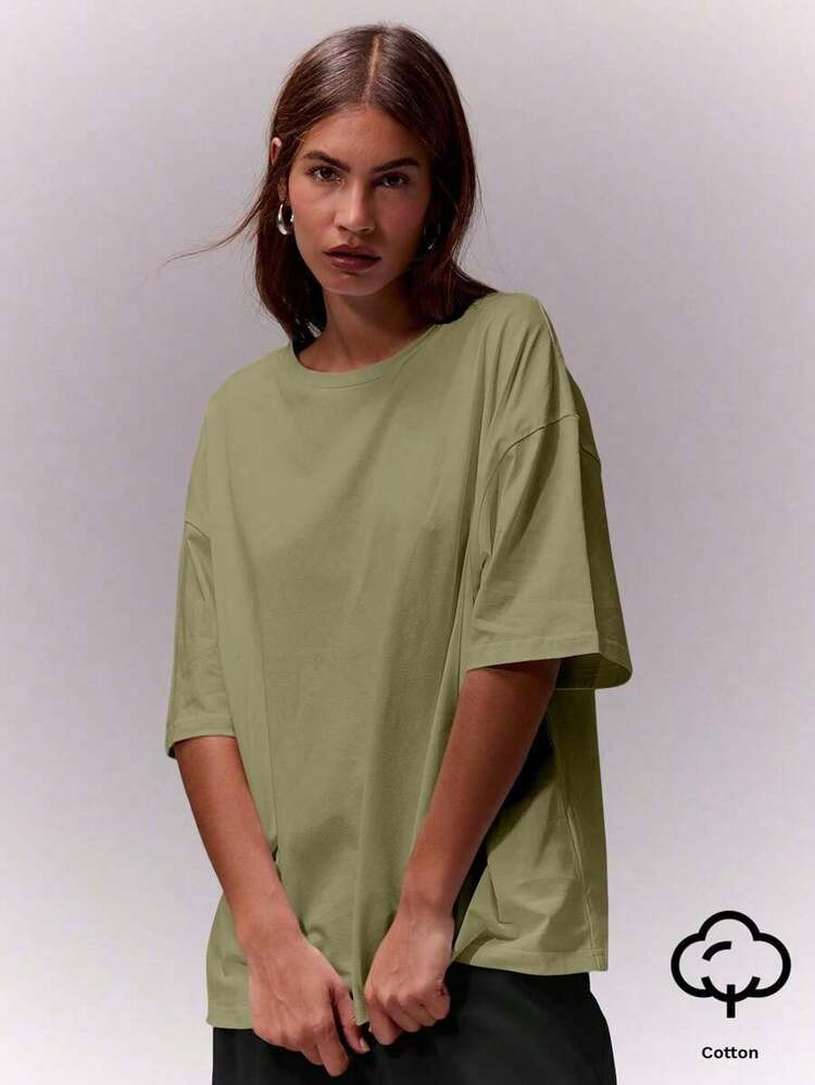 2026 SUMMER TopMUSERA Soft Oversized Crew Neck T Shirt Casual Capsule Wardrobe Everyday Oversized Tee Airport Fall Back To School Autumn Winter Spring SummerLoose And Comfortableshirt | SHEIN