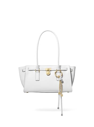 Michael Kors Hamilton Small Shoulder Tote, Gold-Tone Hardware/Urbino Leather/Optic White | Amazon (US)