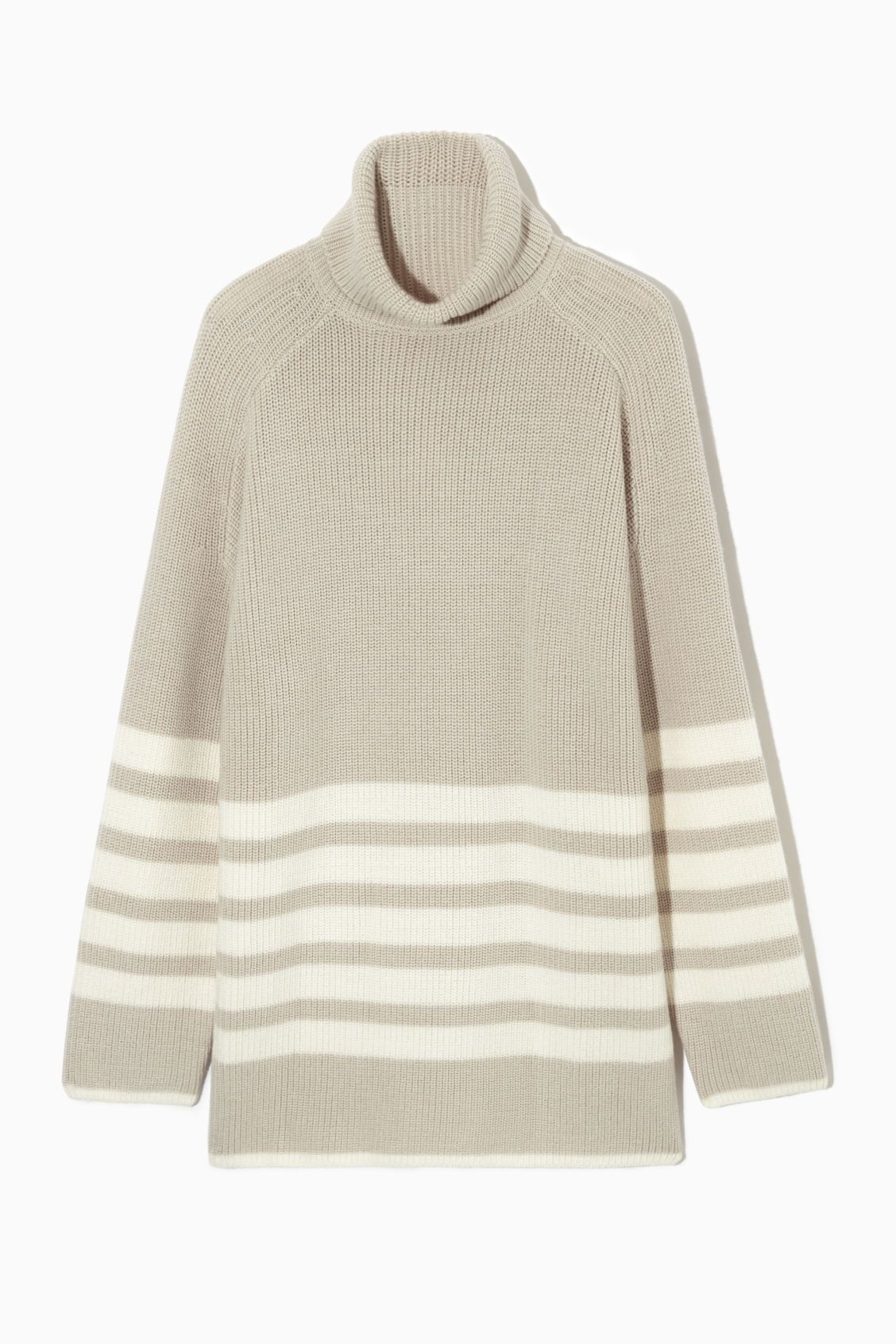 STRIPED ROLLNECK SWEATER - LIGHT BEIGE / WHITE - Jumpers - COS | COS (US)