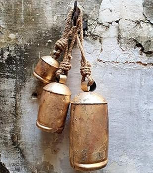 Amazon.com: HIGHBIX 10-16-25cm Large Handmade Set of 3 Rustic Vintage Lucky Cow Bells On Rope wit... | Amazon (US)