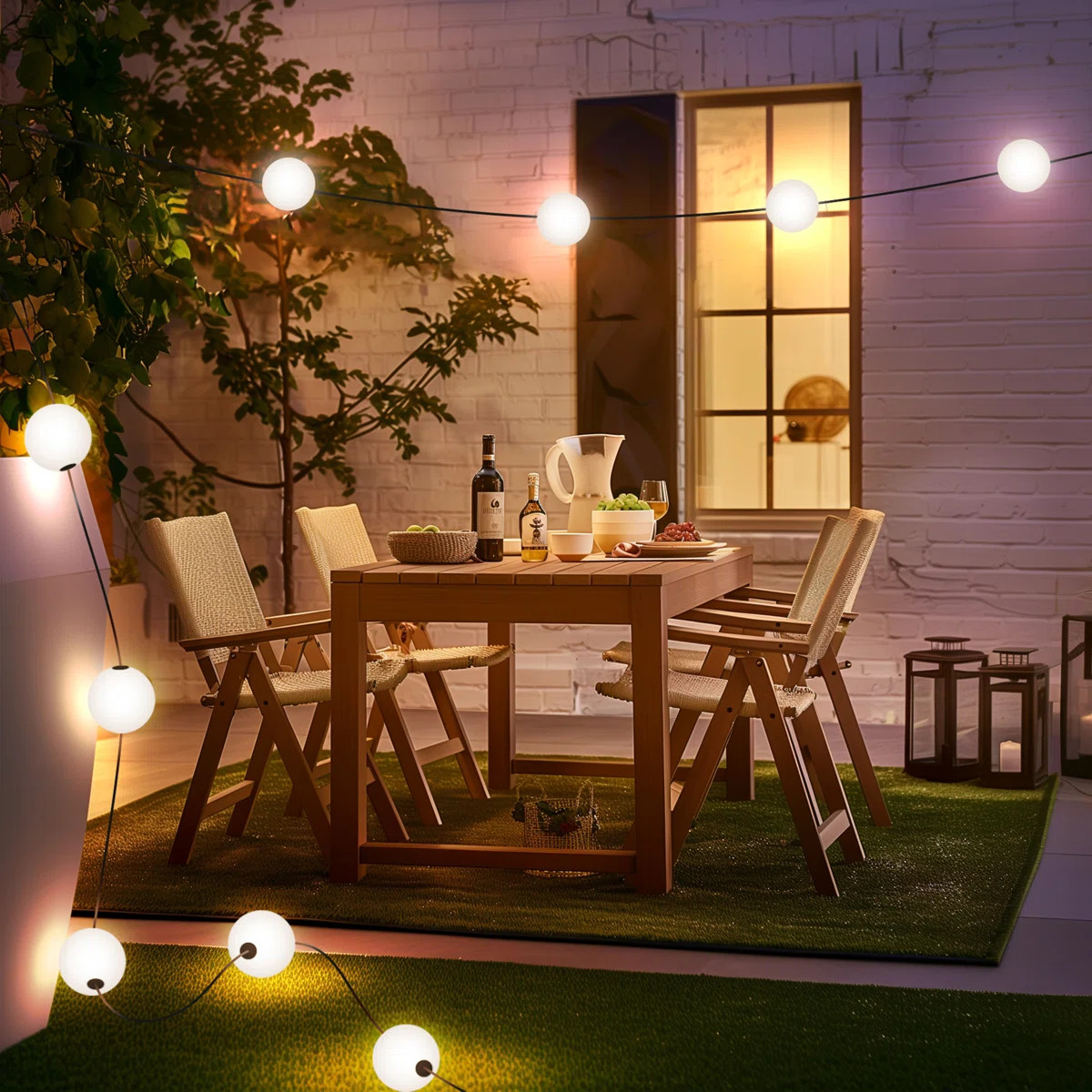 Weatherproof Orb 30 ft. Outdoor LED String Lights with 10 Round Globe Bulbs, Commercial-Grade Cor... | Wayfair North America
