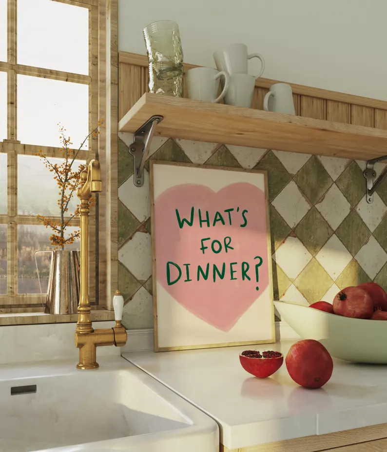 What's for Dinner? UNFRAMED Print | Kitchen Wall Art Kitchen Decor Kitchen Prints Fun Kitchen Dec... | Etsy (US)