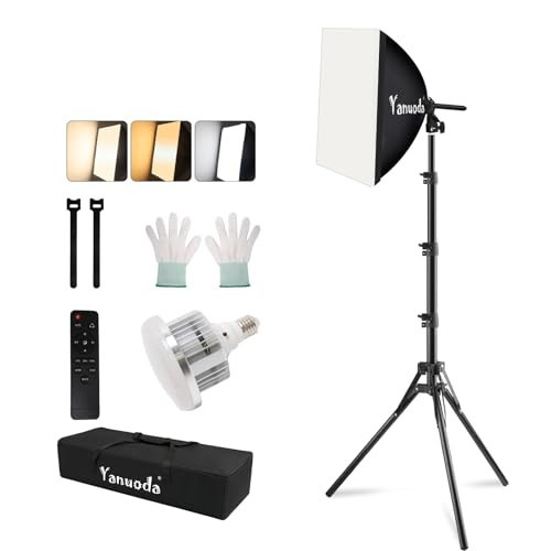 Professional 16''x16'' Softbox Lighting Kit - Studio Light Photography with Remote, Adjustable Brightness & 3 Colour Temperatures - Portable Studio Light for YouTube, Product Photography | Amazon (US)