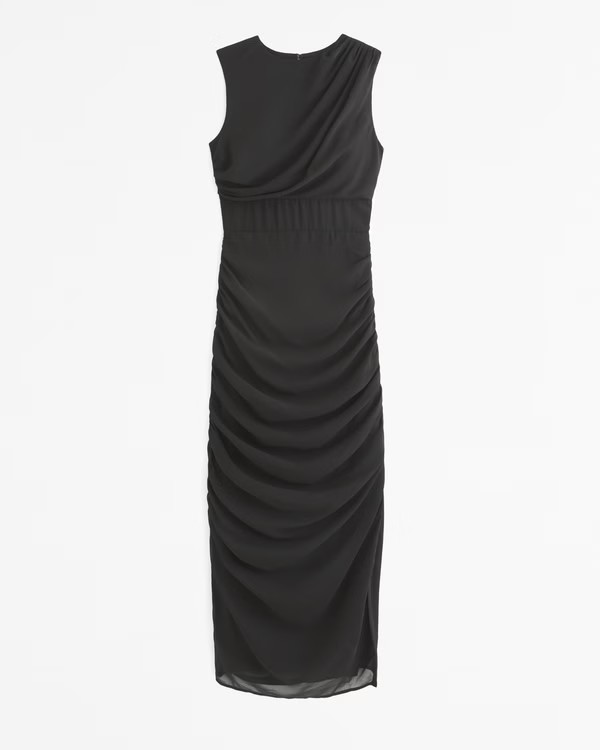 Draped Sheer Waist Maxi Dress | Abercrombie & Fitch (US)