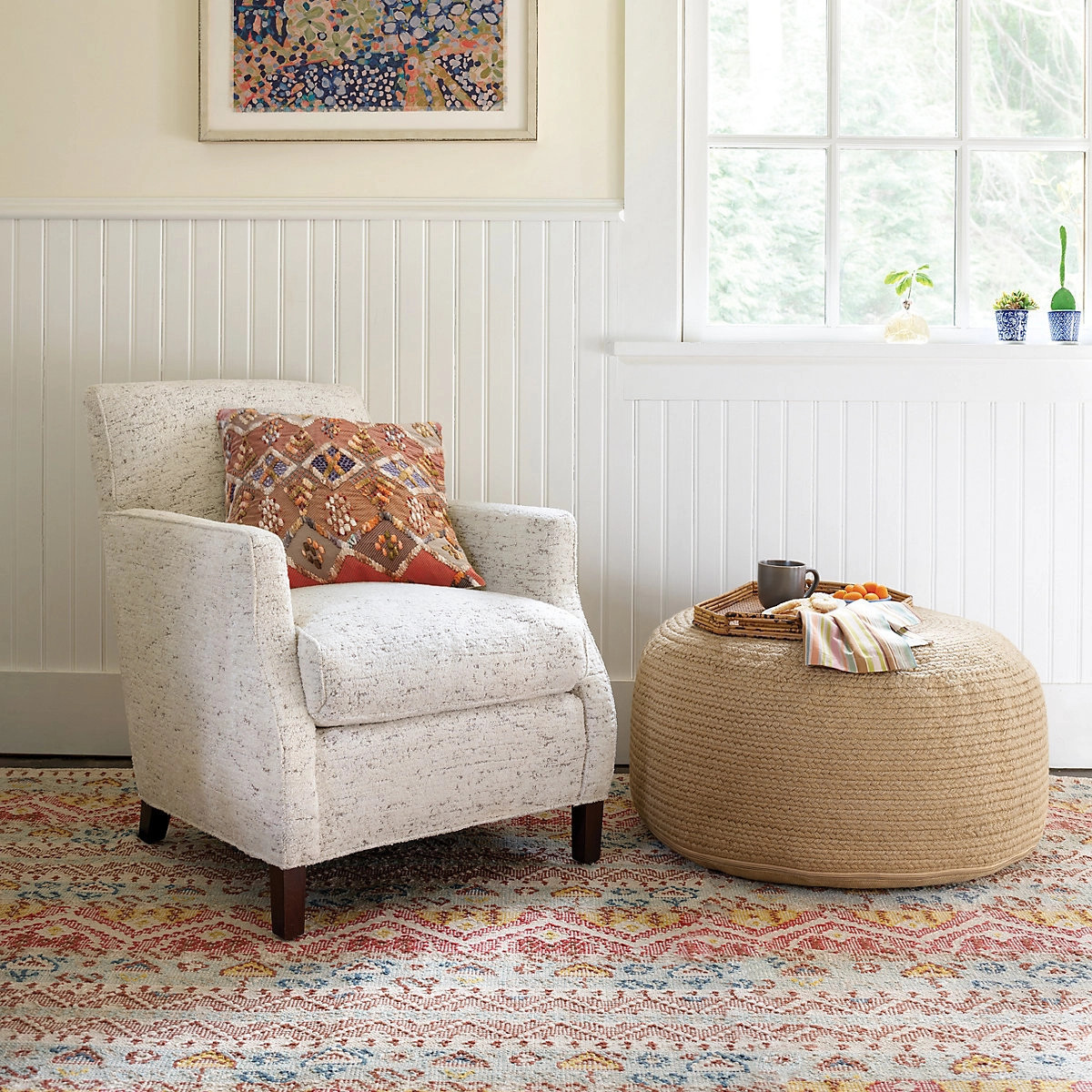 Braided Natural Indoor/Outdoor Pouf | Annie Selke