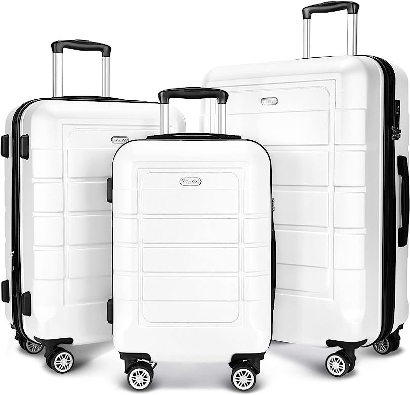 SHOWKOO Luggage Sets Expandable Suitcase Double Wheels TSA Lock (Gray) | Amazon (US)