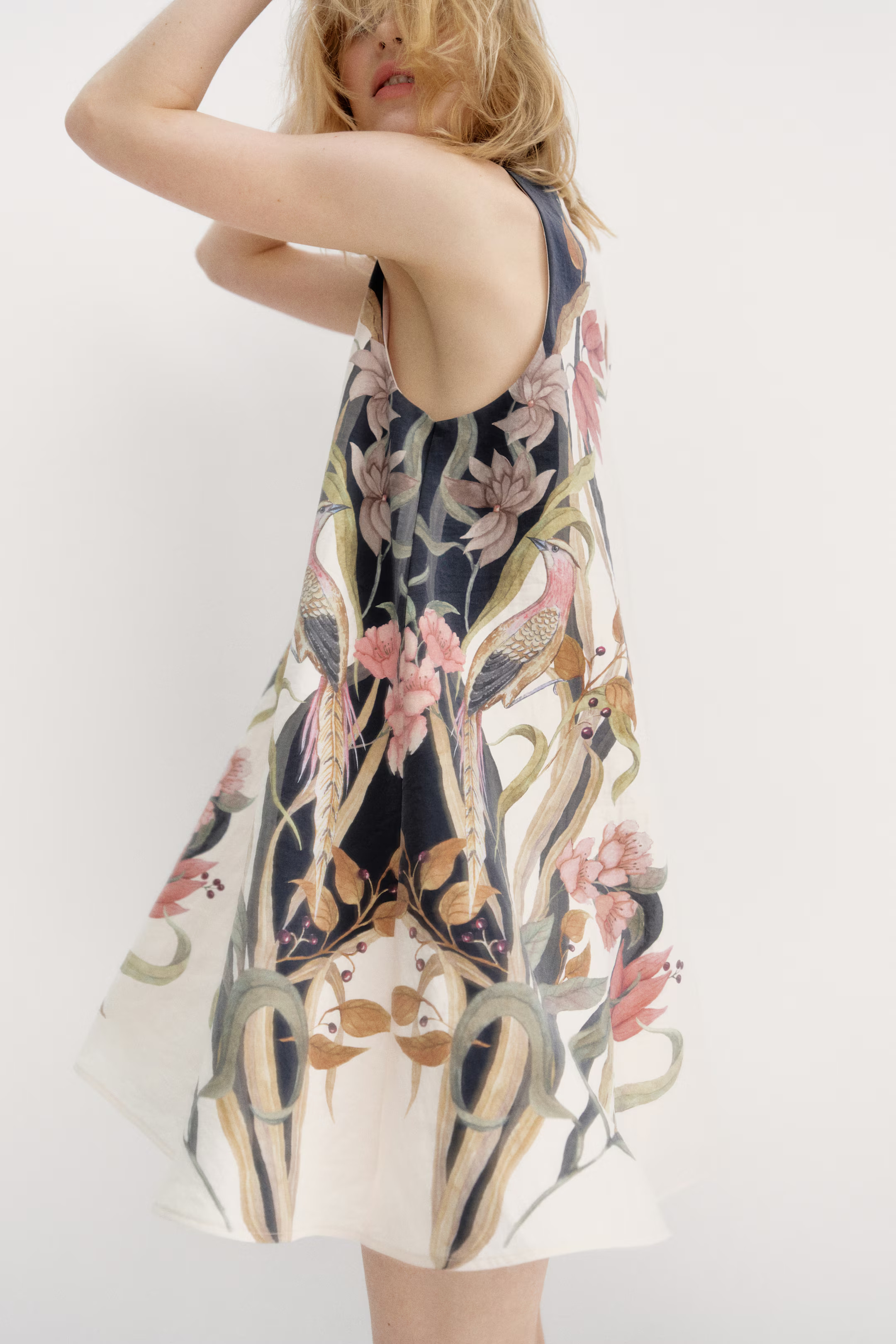 Printed shift dress - Cream/Floral - Ladies | H&M GB | H&M (UK, MY, IN, SG, PH, TW, HK)