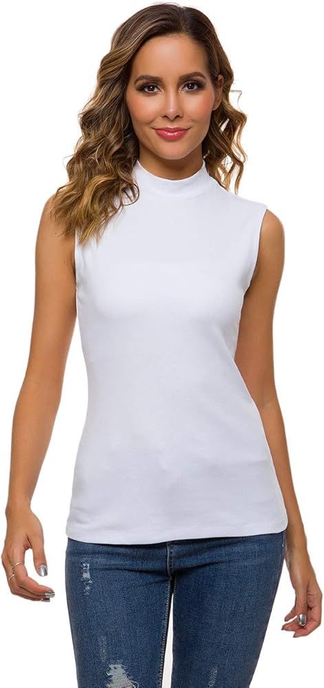 A Grain of Wheat Sleeveless Shirts for Women Mock Turtleneck Basic Slim Fit Tunic Tank Tops. | Amazon (US)