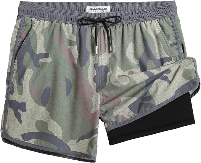 maamgic Mens Short 80s 90s Vintage 5.5" Swim Trunks Swimsuits Board Shorts Compression Liner Quic... | Amazon (US)