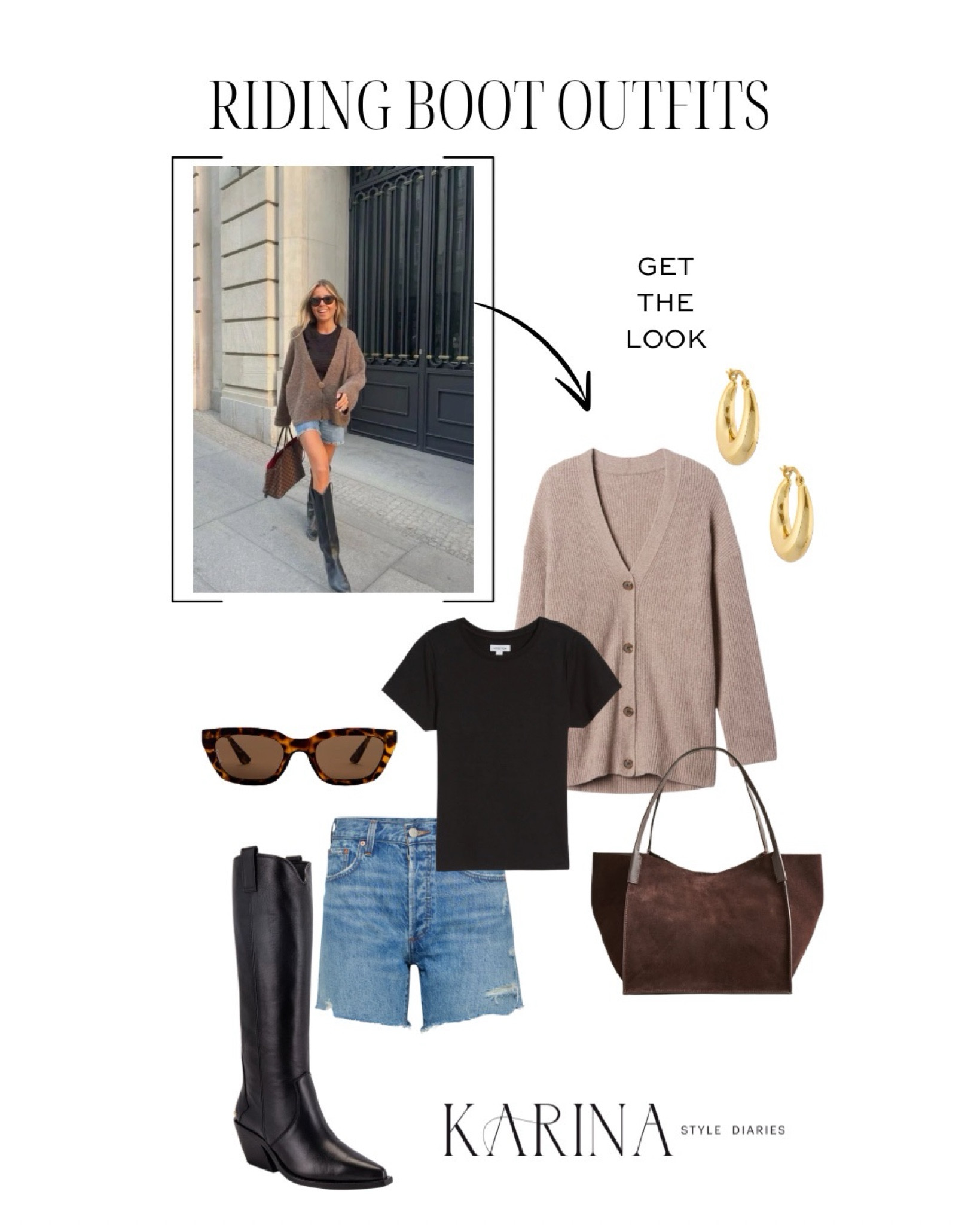 If you love the riding boot look but want to go with something a bit more western, this is the outfit for you! Denim shorts and boots make for the ultimate combo in transitional seasons, providing a solution for both warm and cool temps. Layer a cardigan over a basic t-shirt for even more versatility.

#LTKStyleTip #LTKFindsUnder100 #LTKSeasonal
