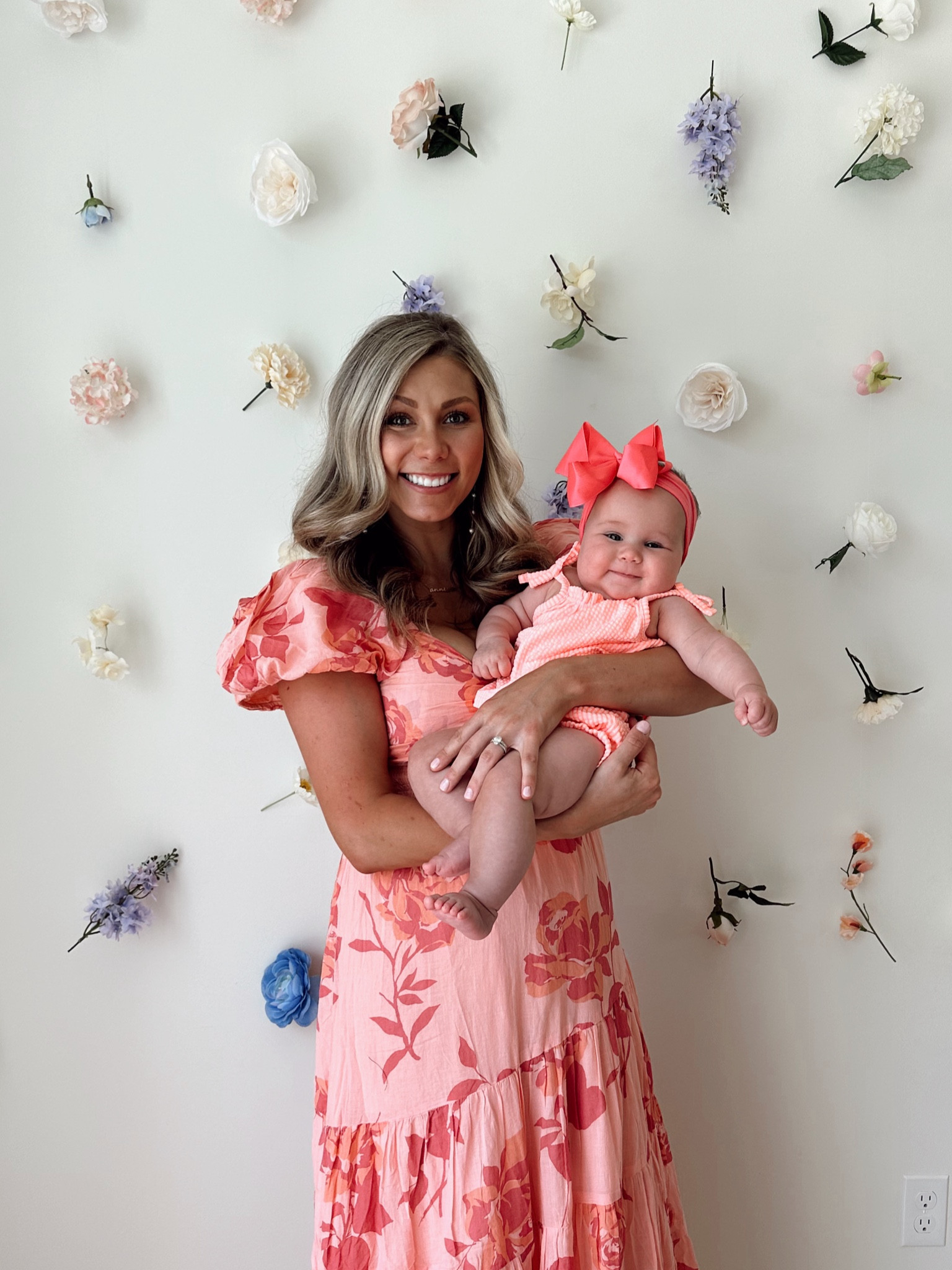 Bridal shower guest dress #revolvedress #freepeopledress #maxidress #babygirloutfit #babybow #postpartumoutfit #flowydress #flatteringdress