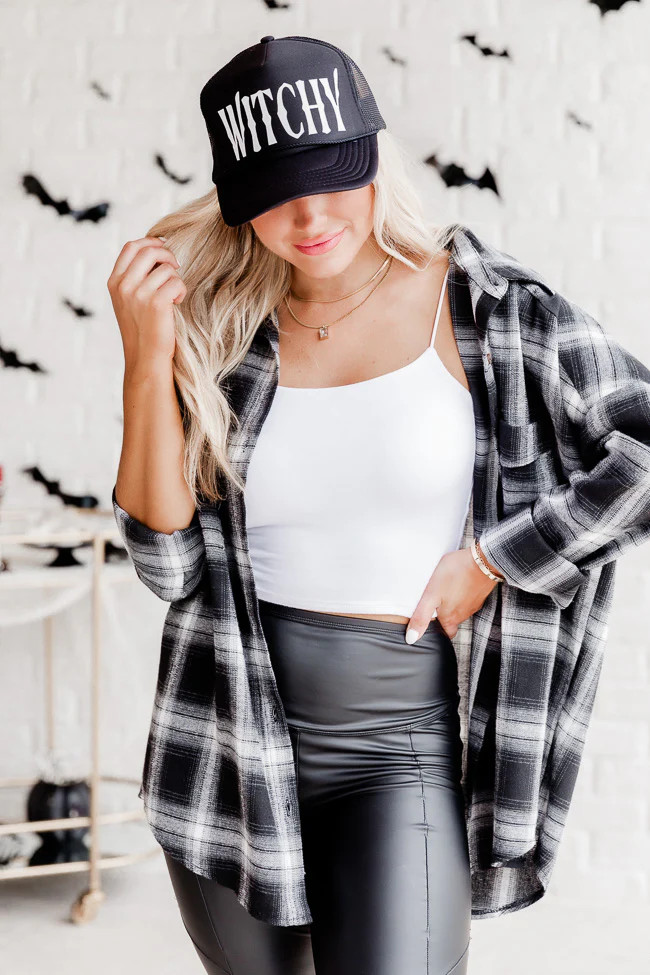 Witchy Black Trucker Hat | Pink Lily