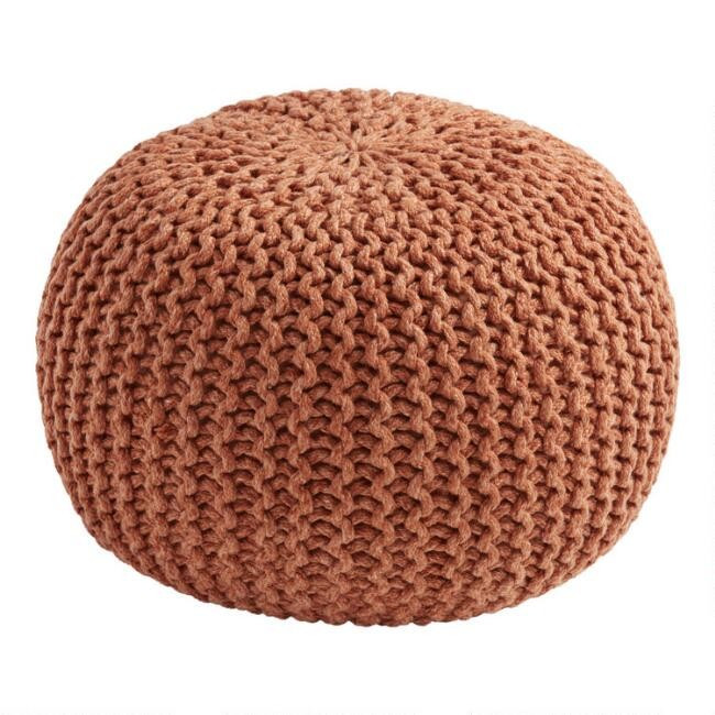 Terracotta Knit Indoor Outdoor Pouf | World Market