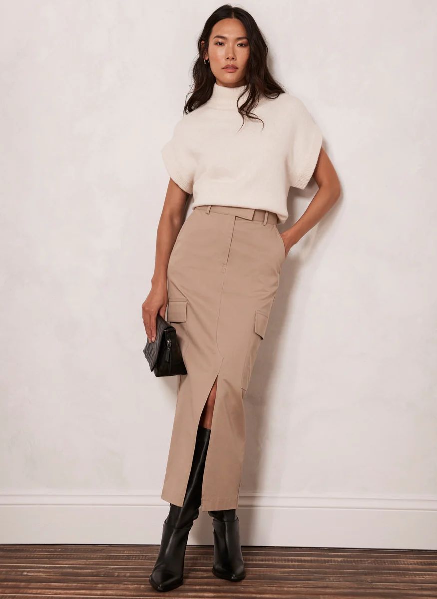 Beige Cotton Cargo Skirt | Mint Velvet