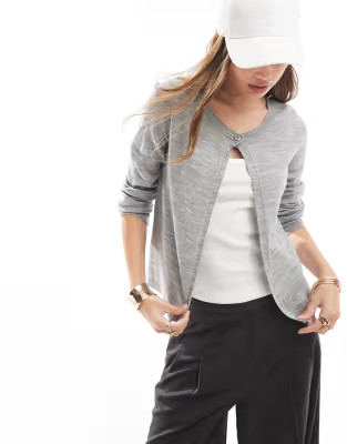 ASOS DESIGN single button cardigan in grey | ASOS (Global)