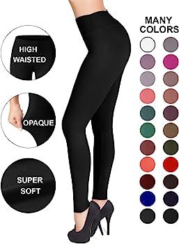 Satina High Waisted Leggings - 25 Colors - Super Soft Full Length Opaque Slim | Amazon (US)