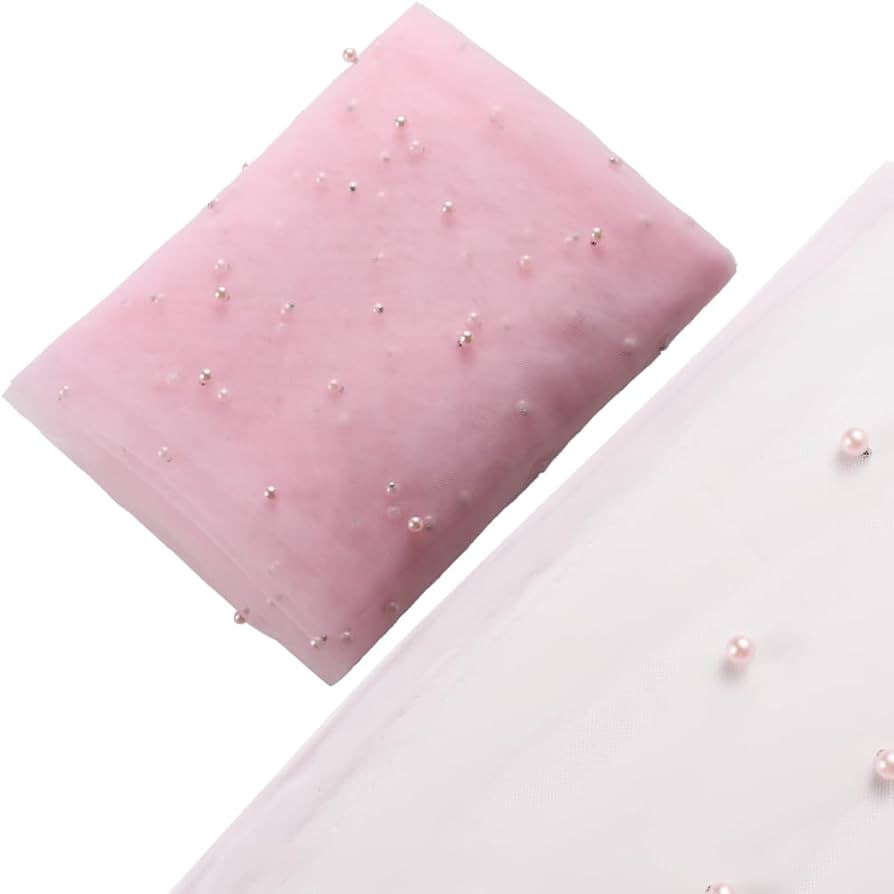 GORGECRAFT 1.6x2 Yards Pink Mesh Table Cloth Runner Blushing Bridal Veil Tablecloth Pearl Tulle L... | Amazon (US)