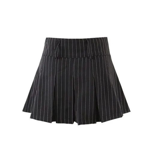 Avauntgardo - High Waist Striped Pleated Mini A-Line Skirt | YesStyle Global