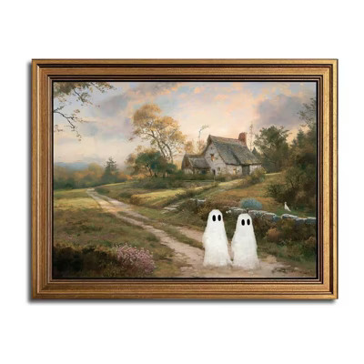 BRINJOY Vintage Wall Art - Gold Framed Ghost Canvas Print with Rustic Decor, 9.5x12 Inch Retro Ho... | Target