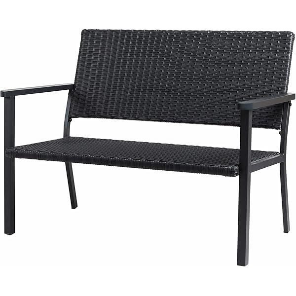 Grand patio Outdoor Bench, Wicker Rattan Garden Benches with Anti-Rust Metal Frame, Patio Loveseat f | Amazon (US)