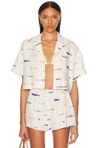 Staud Daya Linen Top in White | FWRD 