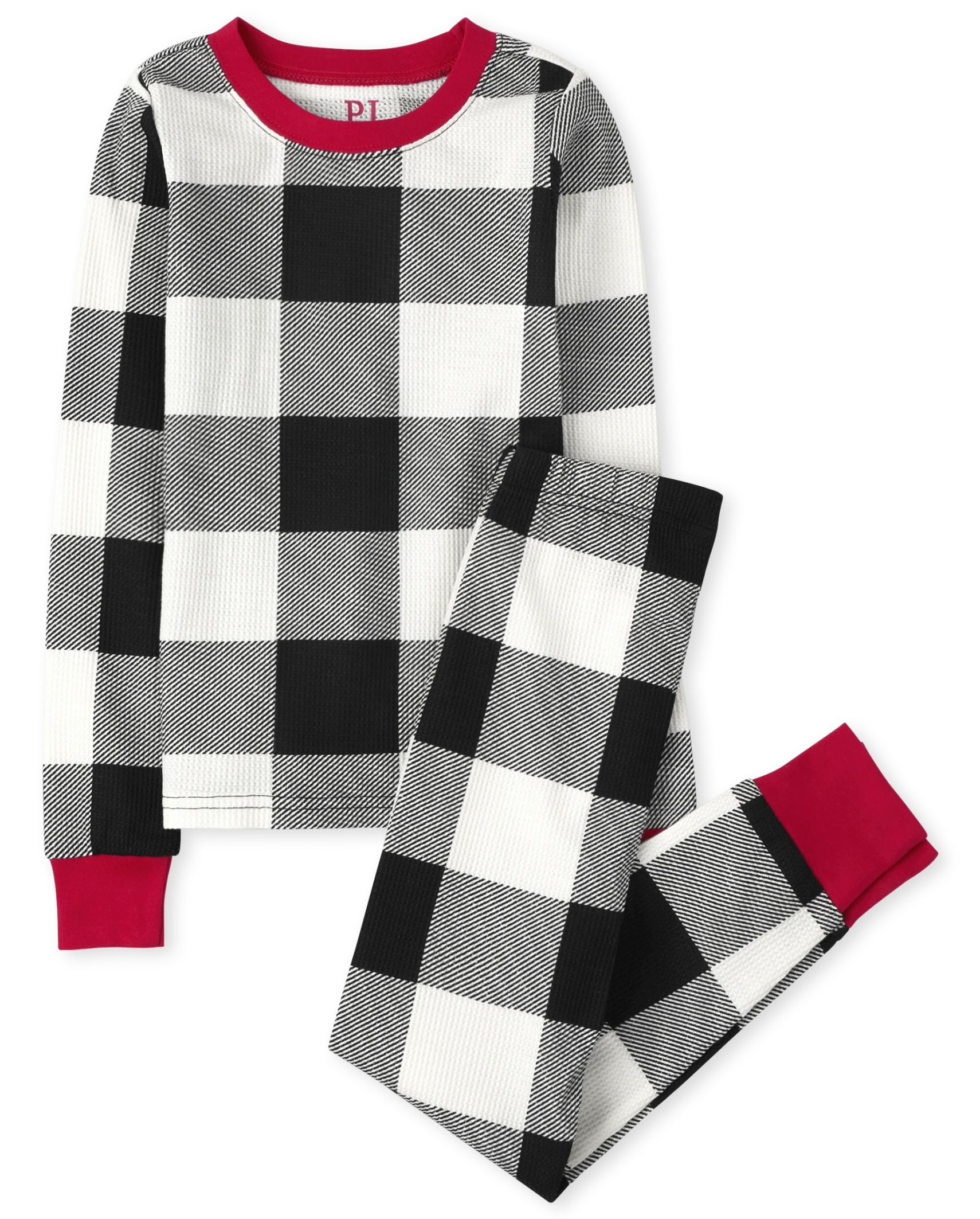 Unisex Kids Matching Family Thermal Buffalo Plaid Snug Fit Cotton Pajamas - black | The Children's Place