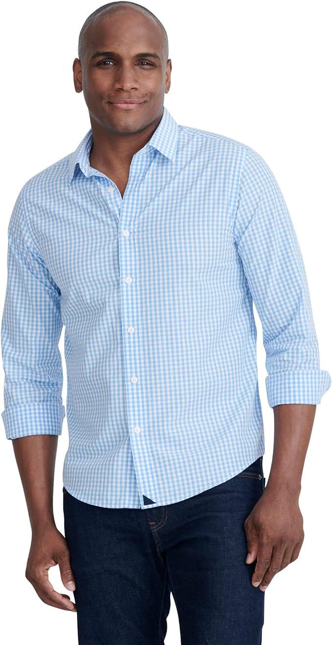 UNTUCKit Carneros - Untucked Shirt for Men Long Sleeve, Light Blue Gingham | Amazon (US)