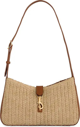 Small Megan Woven Straw & Leather Shoulder Bag | Nordstrom