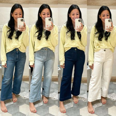 Anthropologie Maeve Colette jeans

From left to right:
Size 25,26,25,26
Size 25 fits me best.
These have a lot of stretch so if you’re between sizes go down 

The white jeans are not the same as the other washes. They aren’t as stretchy and are more rigid


#LTKstyletip #LTKover40
