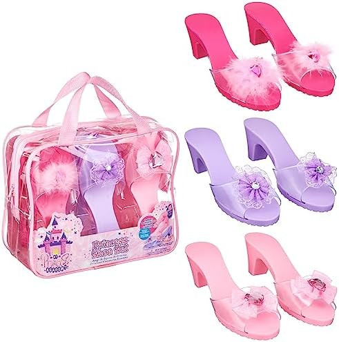 3-Pack Princess Shoe Set - Dress Up Royalty Kids Heels Slip On Shoes - Pastel Colored Princess Dr... | Amazon (US)