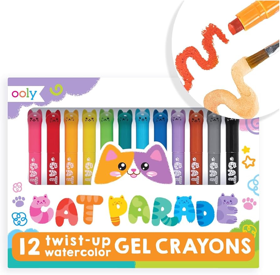 Ooly Cat Parade Gel Crayons for Kids and Adults - Set of 12 Rainbow Color Crayons for Glass and P... | Amazon (US)