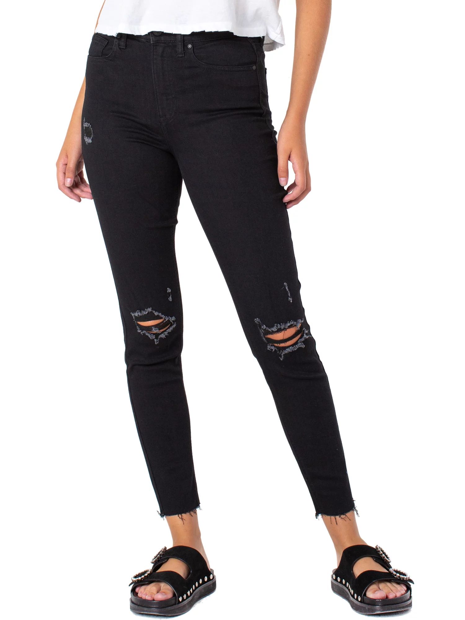 Celebrity Pink High Rise Ankle Skinny 28" with Raw Washed Hem | Walmart (US)