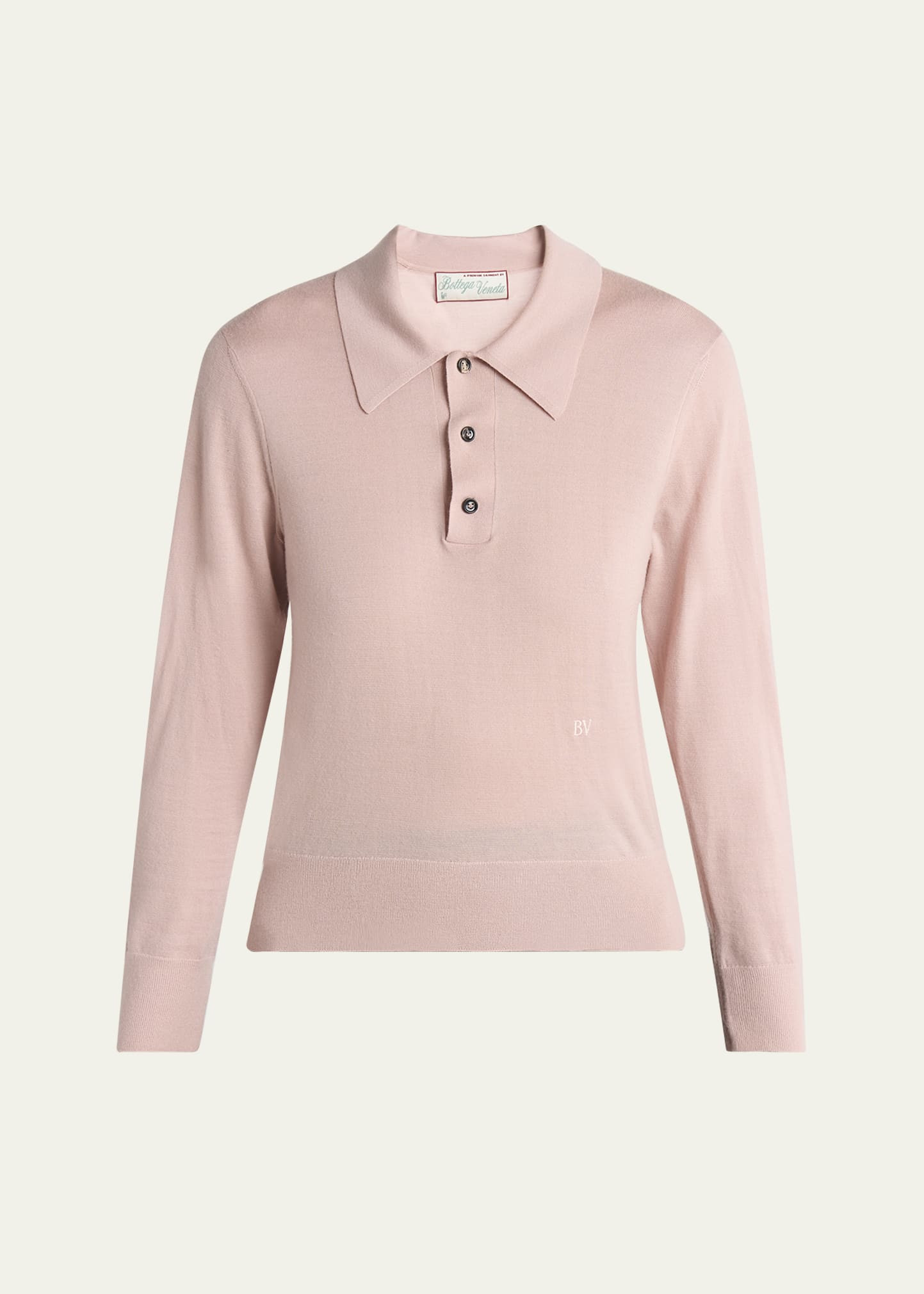 Bottega Veneta Long-Sleeve Fine Cashmere Polo Sweater | Bergdorf Goodman
