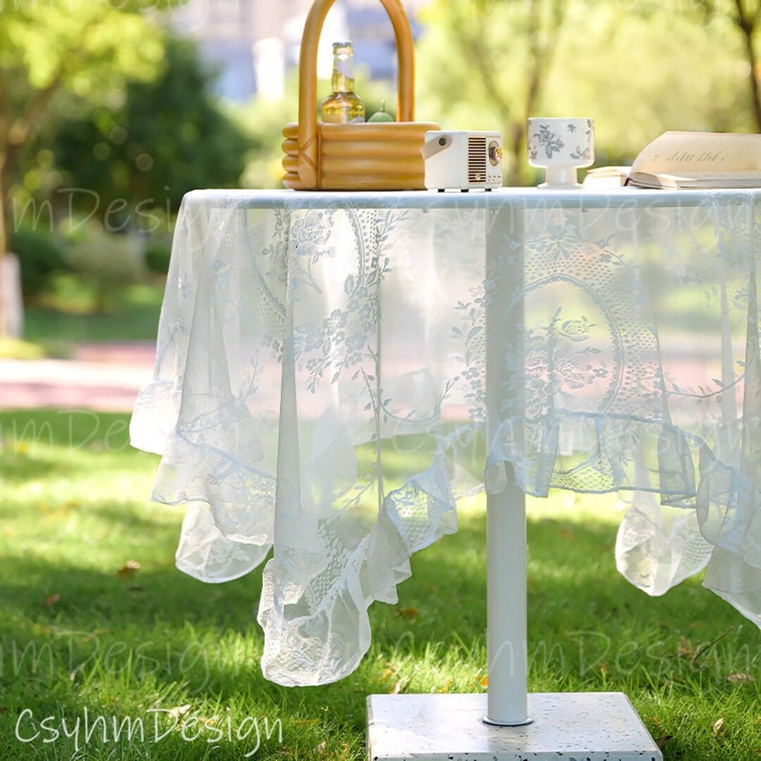 French Flower Lace Tablecloth, White Floral Tablecloth, Boho Floral Wedding Table Cloth, Vintage ... | Etsy (US)