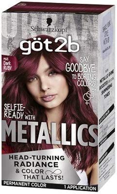 Got2b Metallic Permanent Hair Color, M68 Dark Ruby (Pack of 2) | Amazon (US)