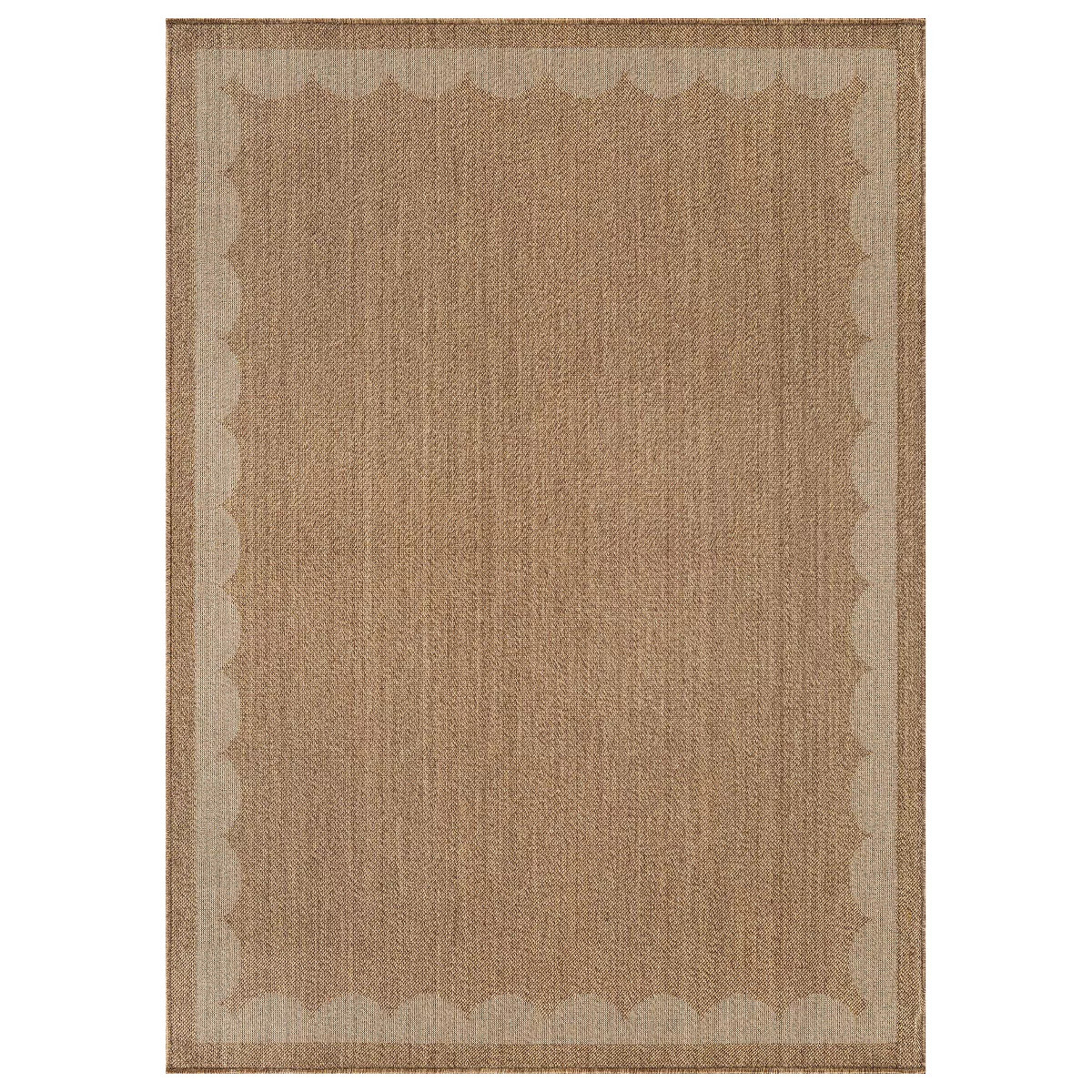 World Rug Gallery Scallop Border Indoor/Outdoor Flat Woven Area Rug - Natural Jute-Style, Easy-Ca... | Target