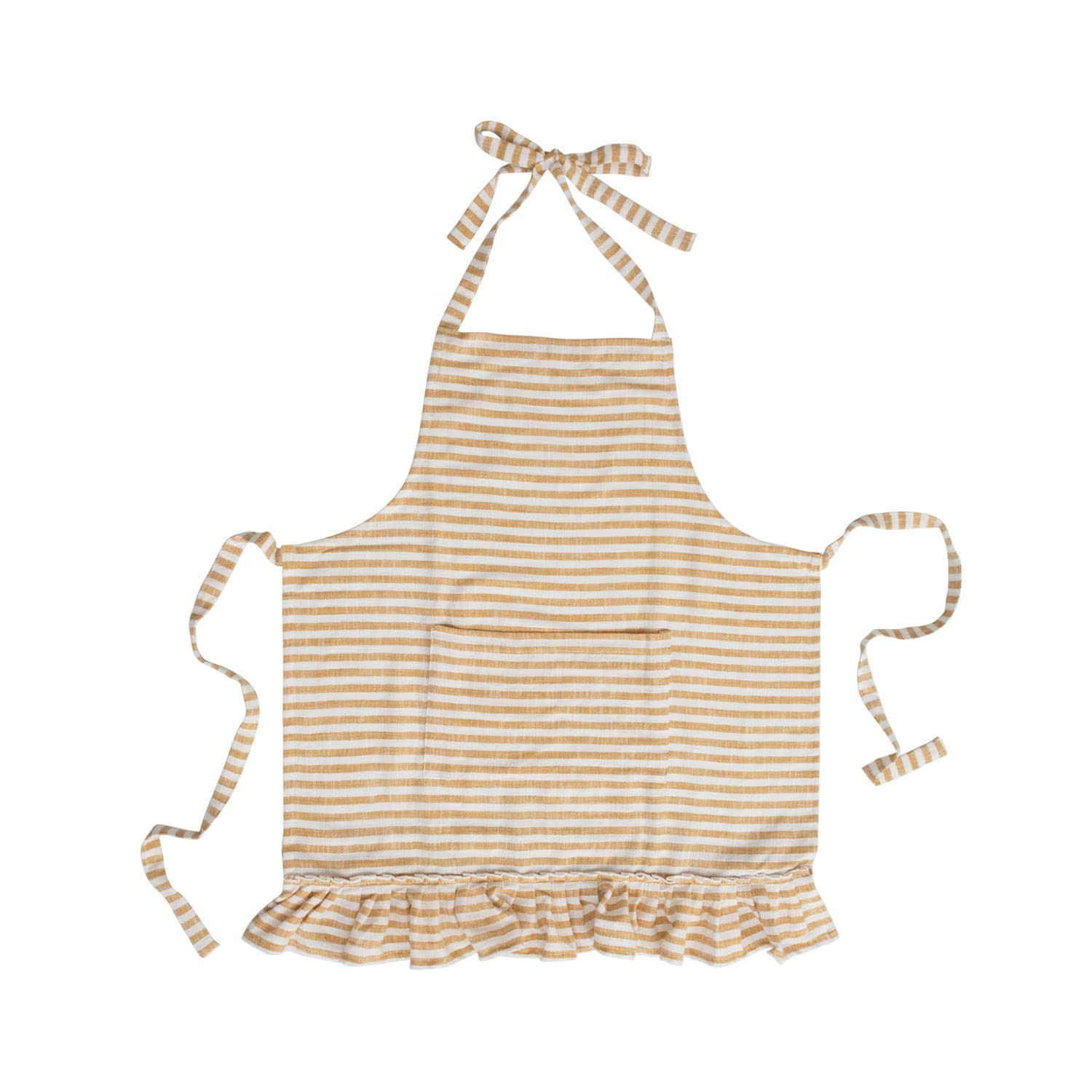 Creative Co-Op Woven Cotton Striped Ruffle Apron, 32" L x 28" W x 0" H, Yellow | Amazon (US)