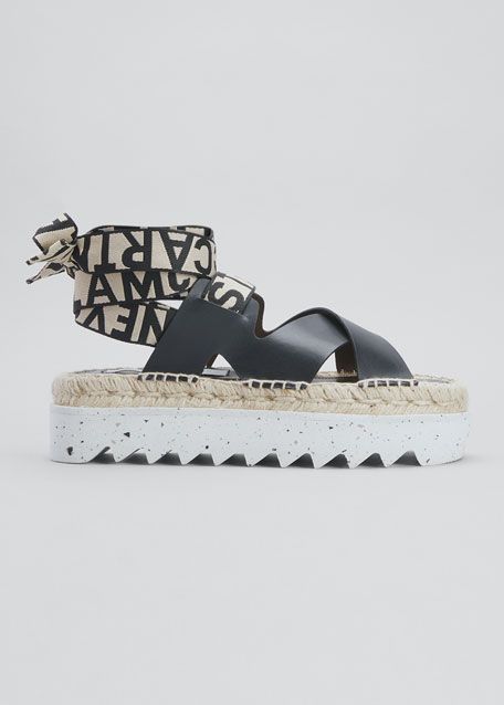 Stella McCartney Gaia Ankle-Wrap Espadrille Sandals | Bergdorf Goodman