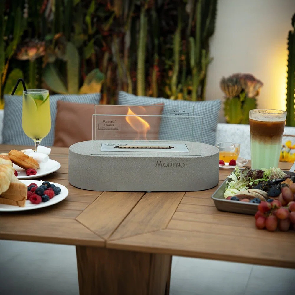 Luspa Stone Bio-Ethanol Outdoor Tabletop Fireplace with Flame Guard | Wayfair North America