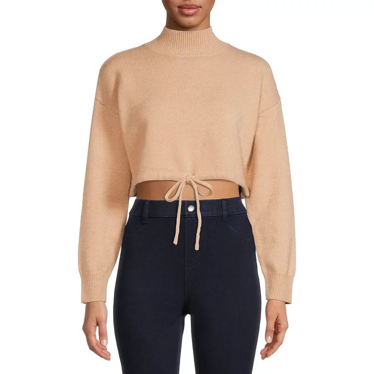 Dreamers by Debut Womens Tie Front Mock Neck Long Sleeve Sweater | Walmart (US)